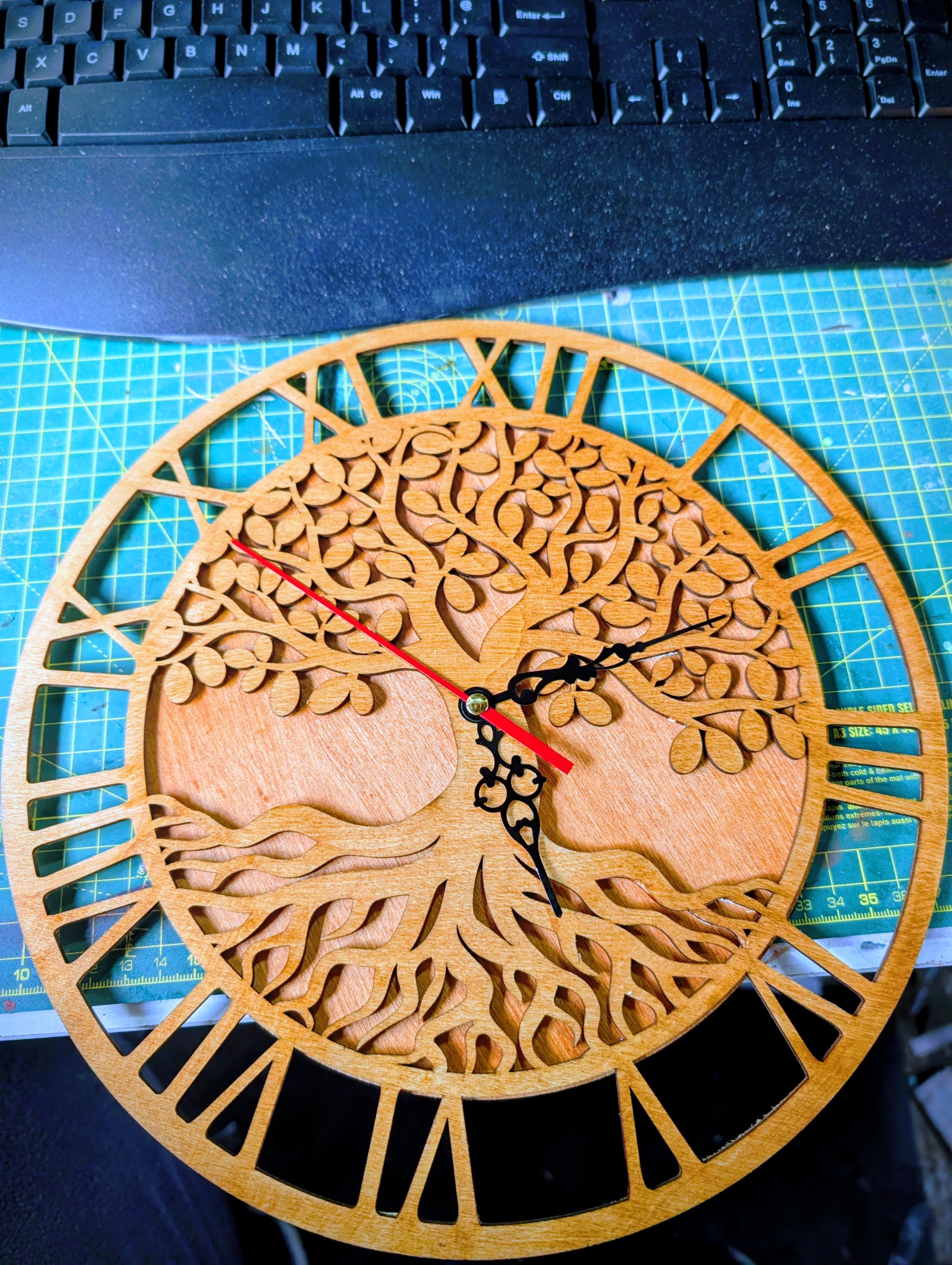 Laser Cut Tree of Life Wooden Clock | Silent, Handmade