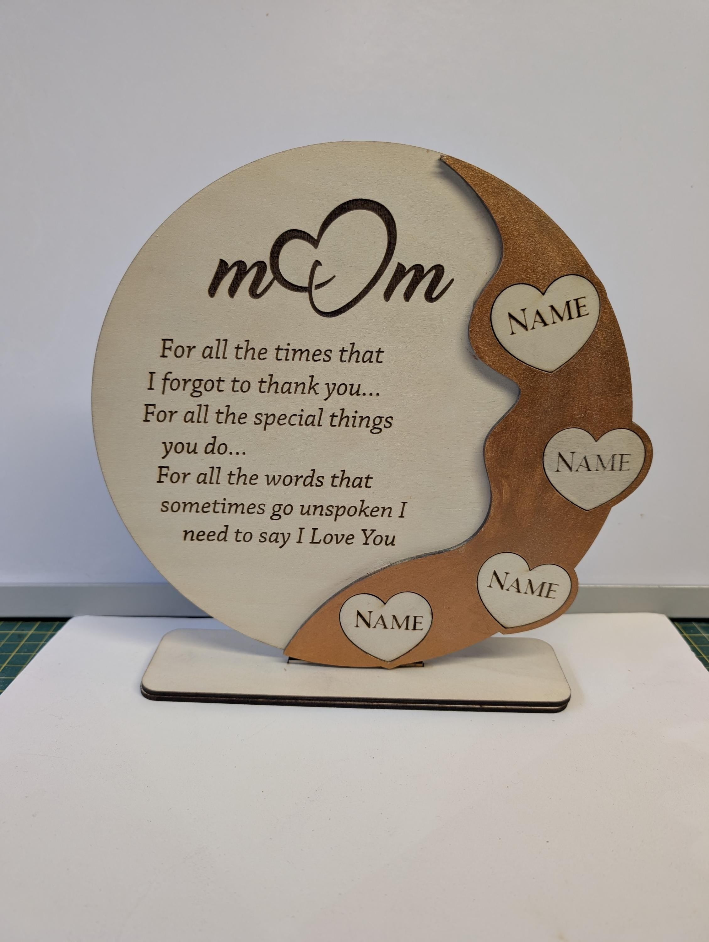 Mother’s Day Plaque – Handmade Laser Cut Wooden Plaque – Mum Gift from Children
