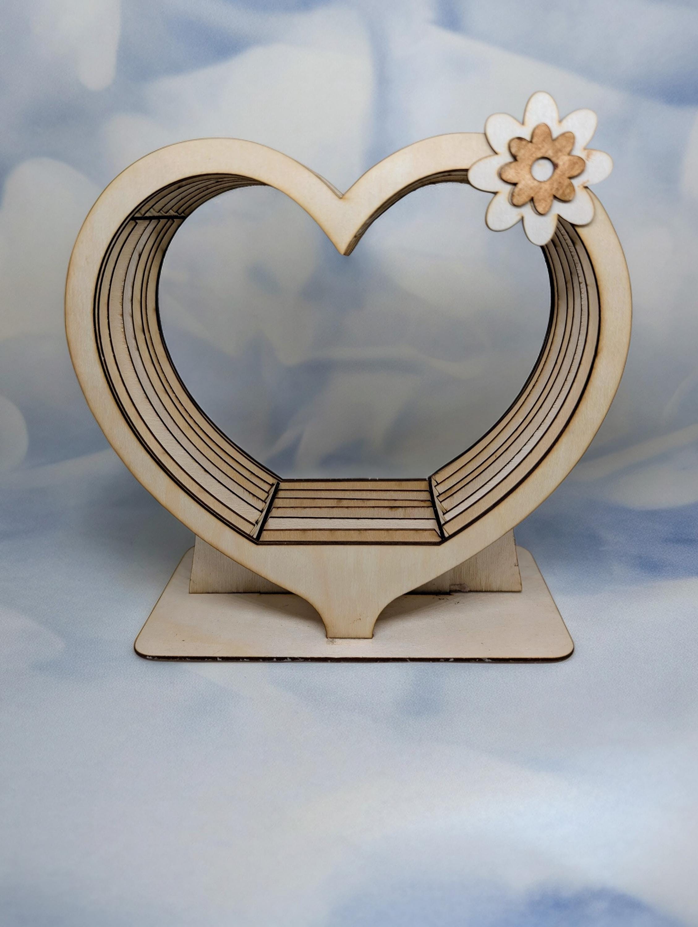 Handmade Layered Heart Tea Light Holder – Wooden Valentine's Decor