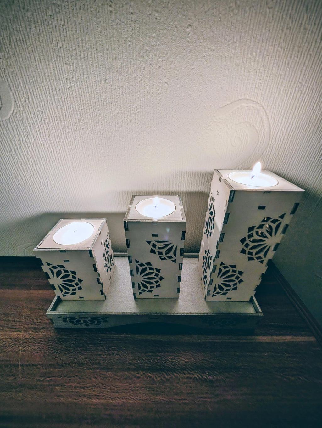 Handmade Laser Cut Tea Light Holders – Set of 3