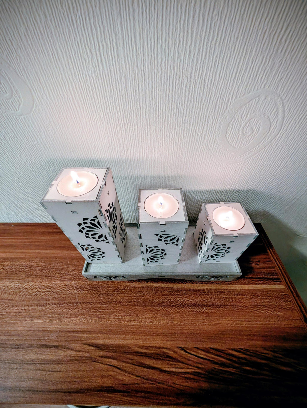 Handmade Laser Cut Tea Light Holders – Set of 3
