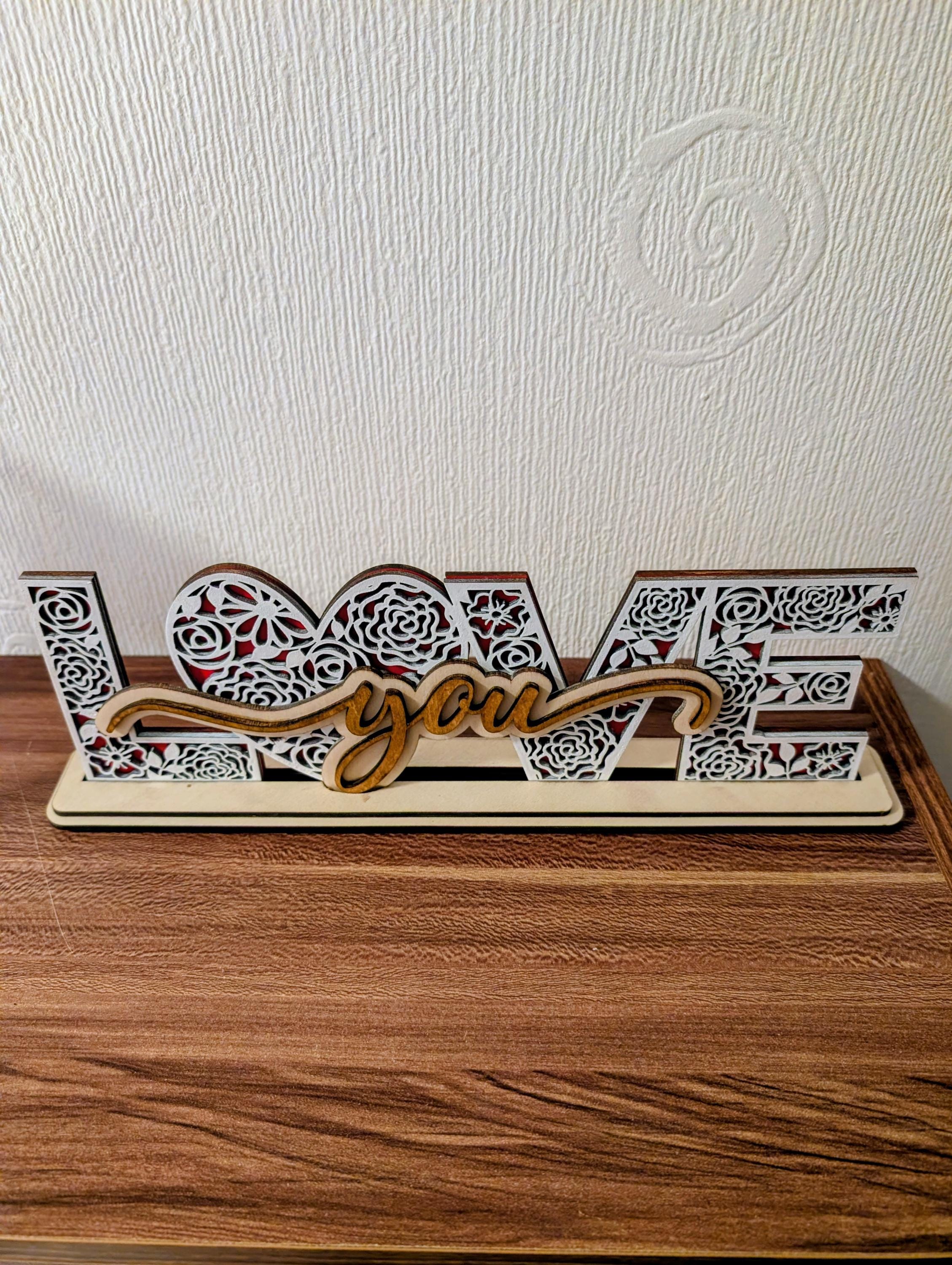 Love You Wooden Ornament – Handmade Laser Cut Decoration
