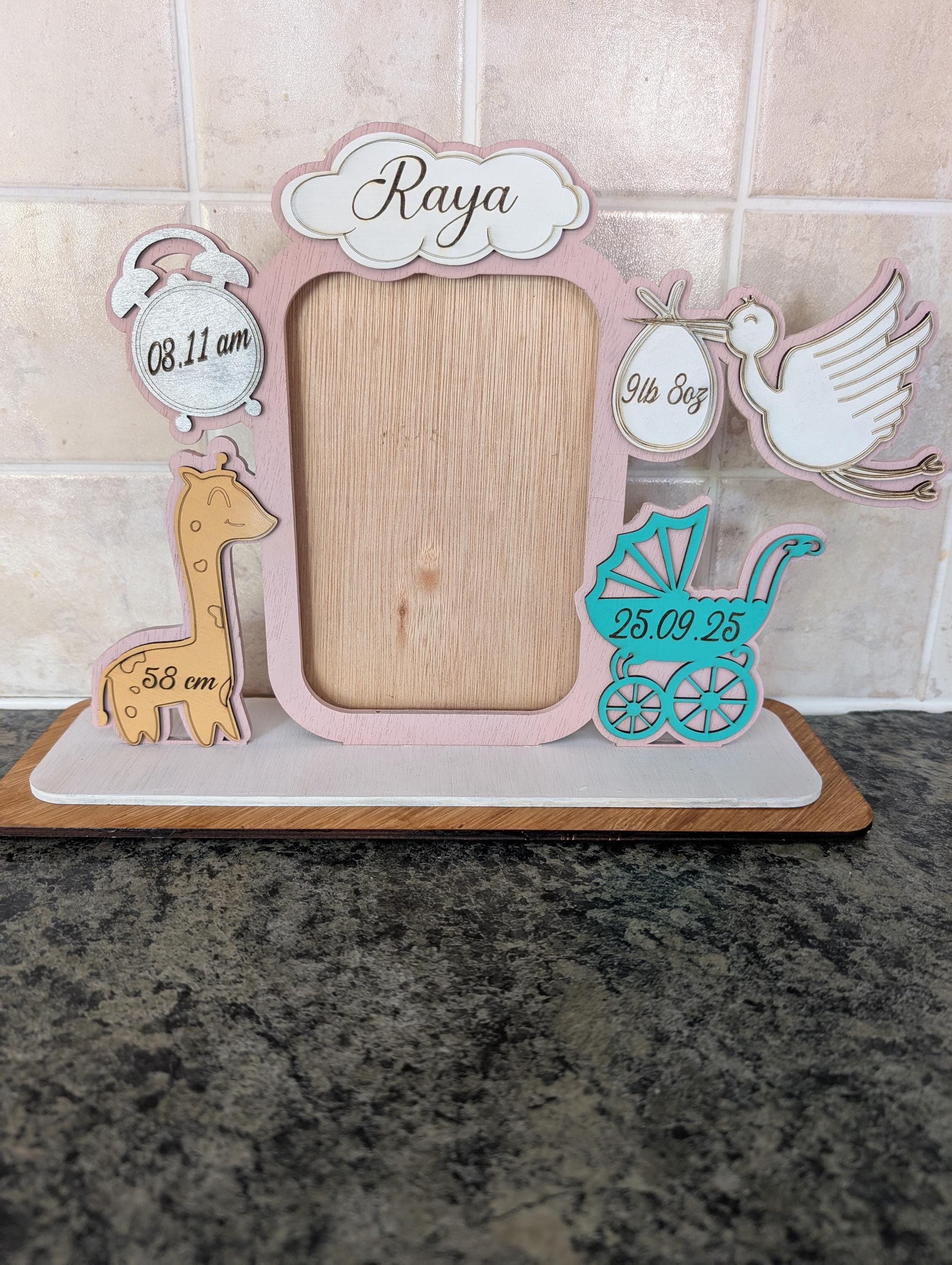 Personalized Baby Picture Frame – Laser Cut Wood, Newborn Keepsake