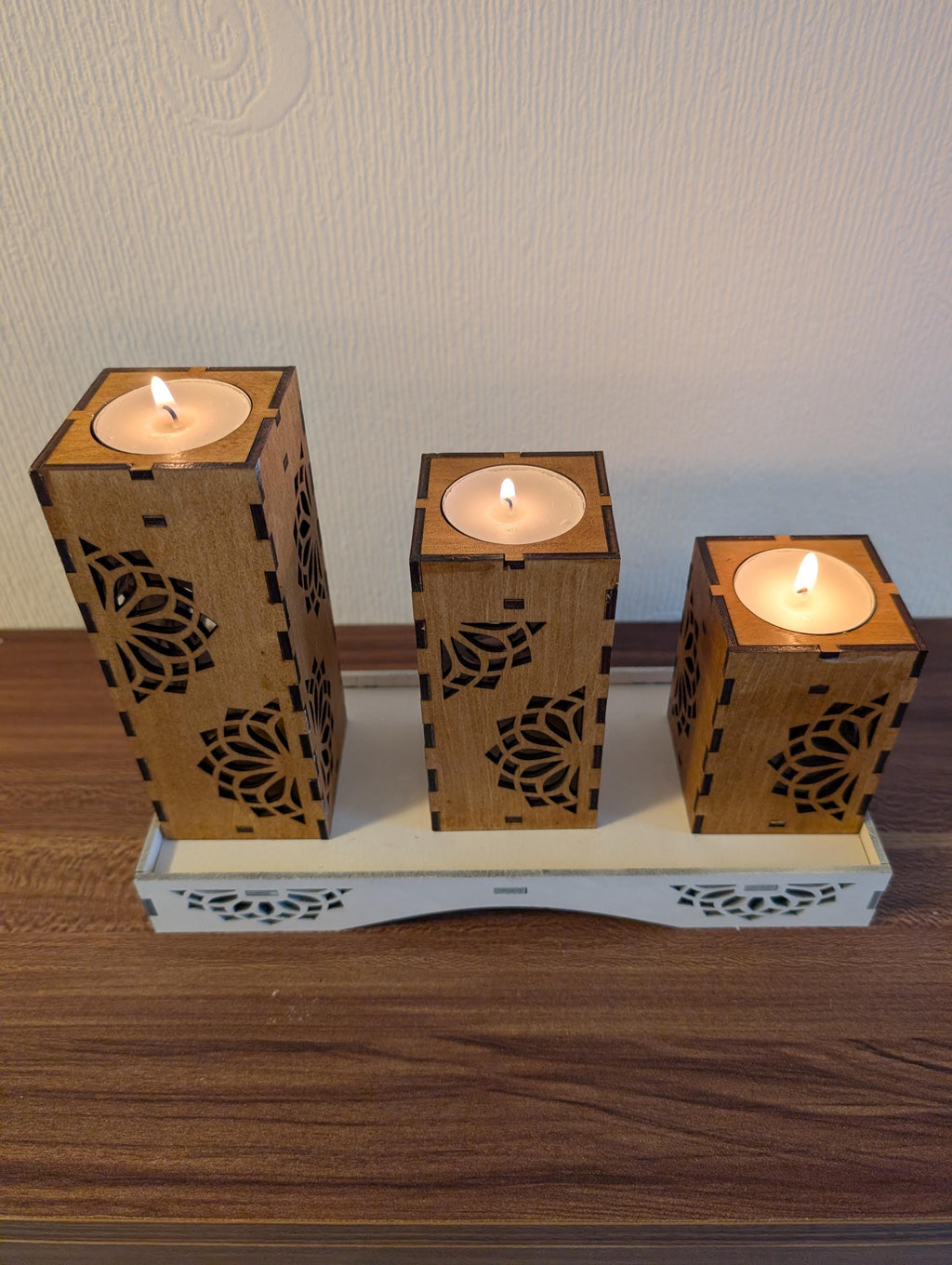 Handmade Laser Cut Tea Light Holders – Set of 3