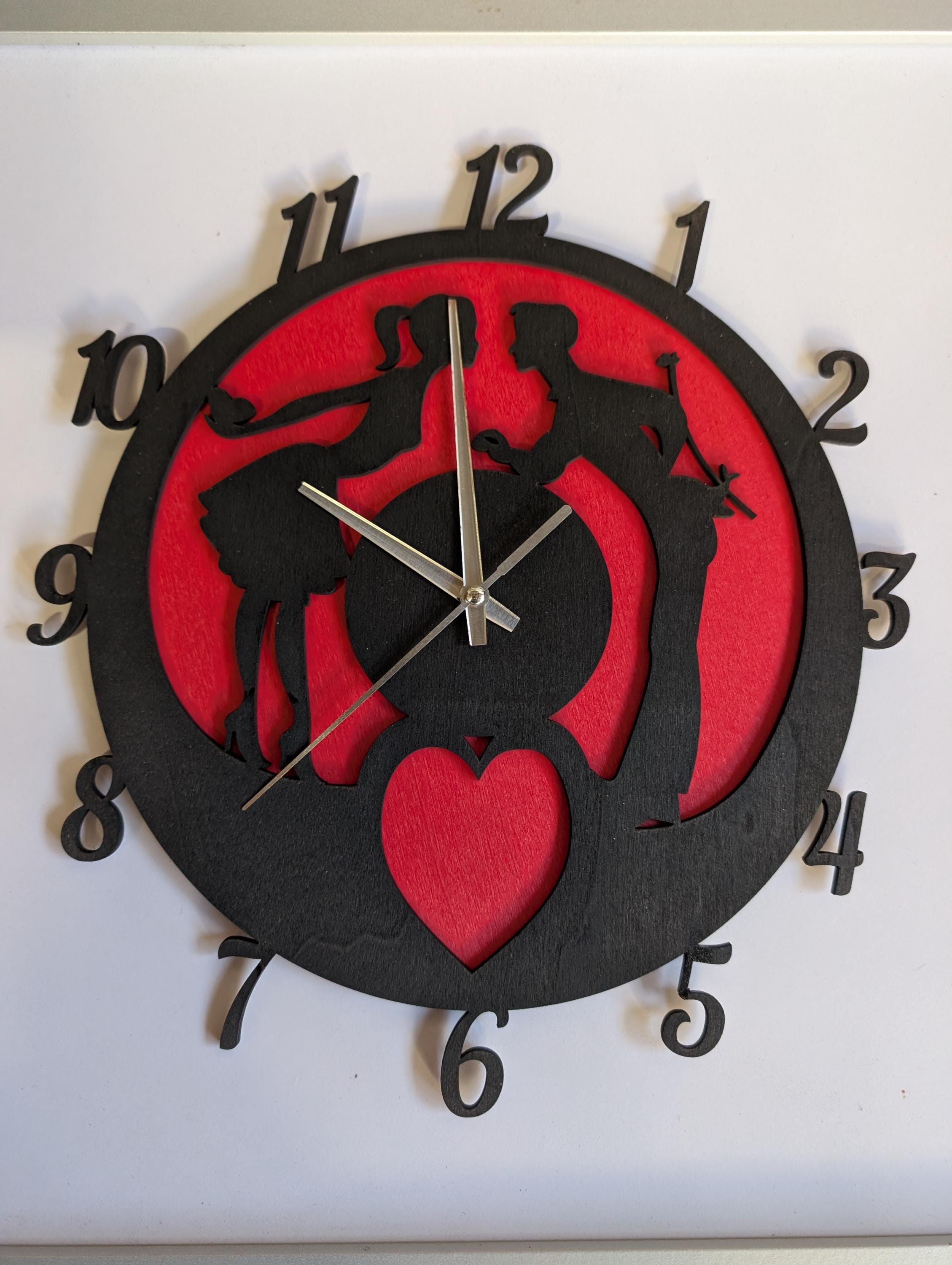 Laser Cut Heart Wall Clock – Handmade Valentine's Day Gift