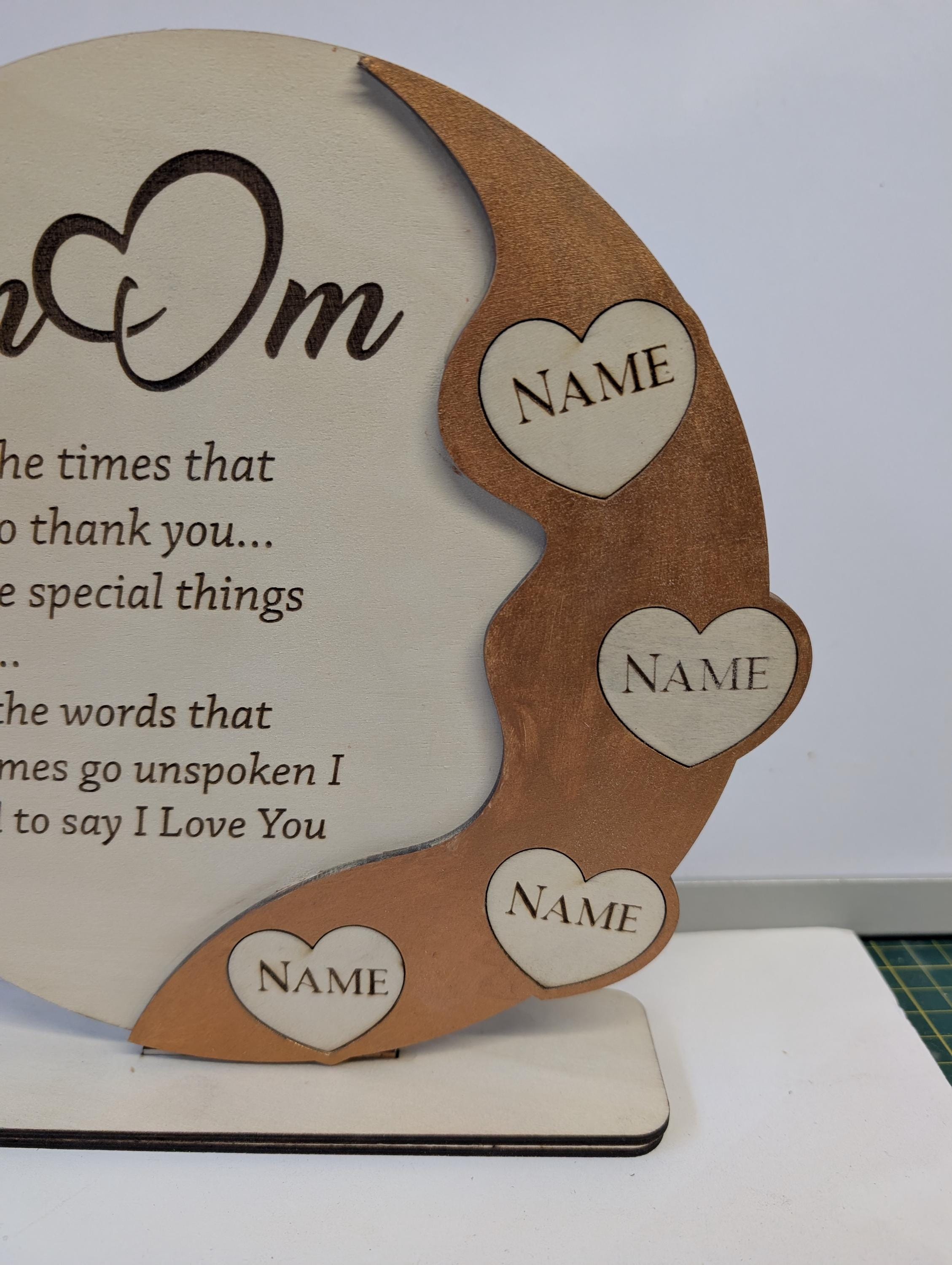 Mother’s Day Plaque – Handmade Laser Cut Wooden Plaque – Mum Gift from Children