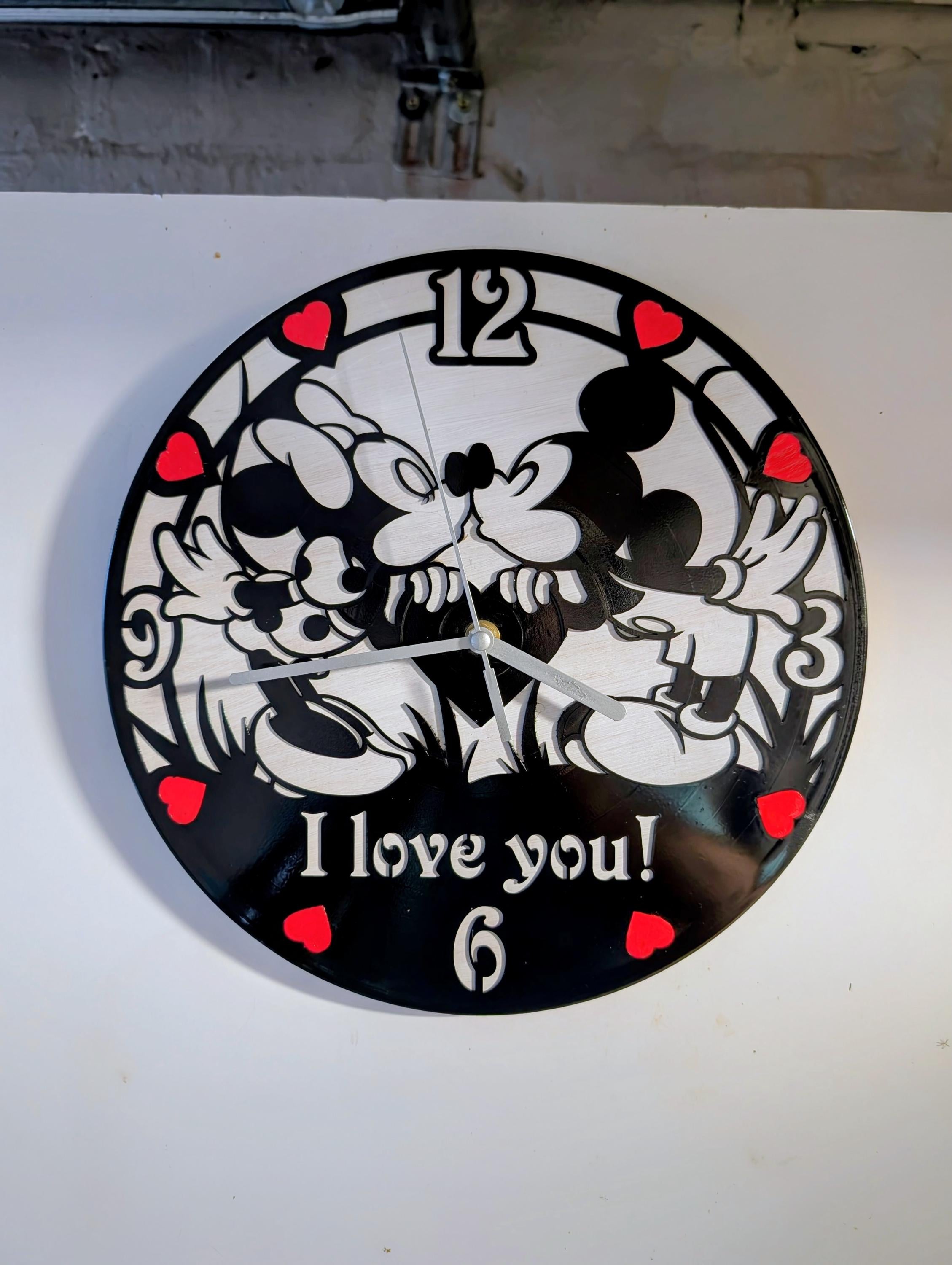 Mouse Couple Inspired Valentine Wall Clock | Handmade Wooden Laser Cut Clock | Romantic Gift