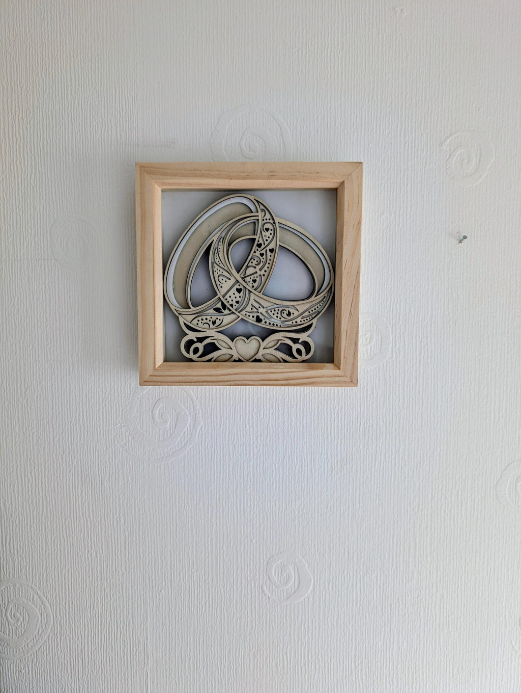 Laser Cut Wedding Ring Frame – Handmade Wooden Keepsake