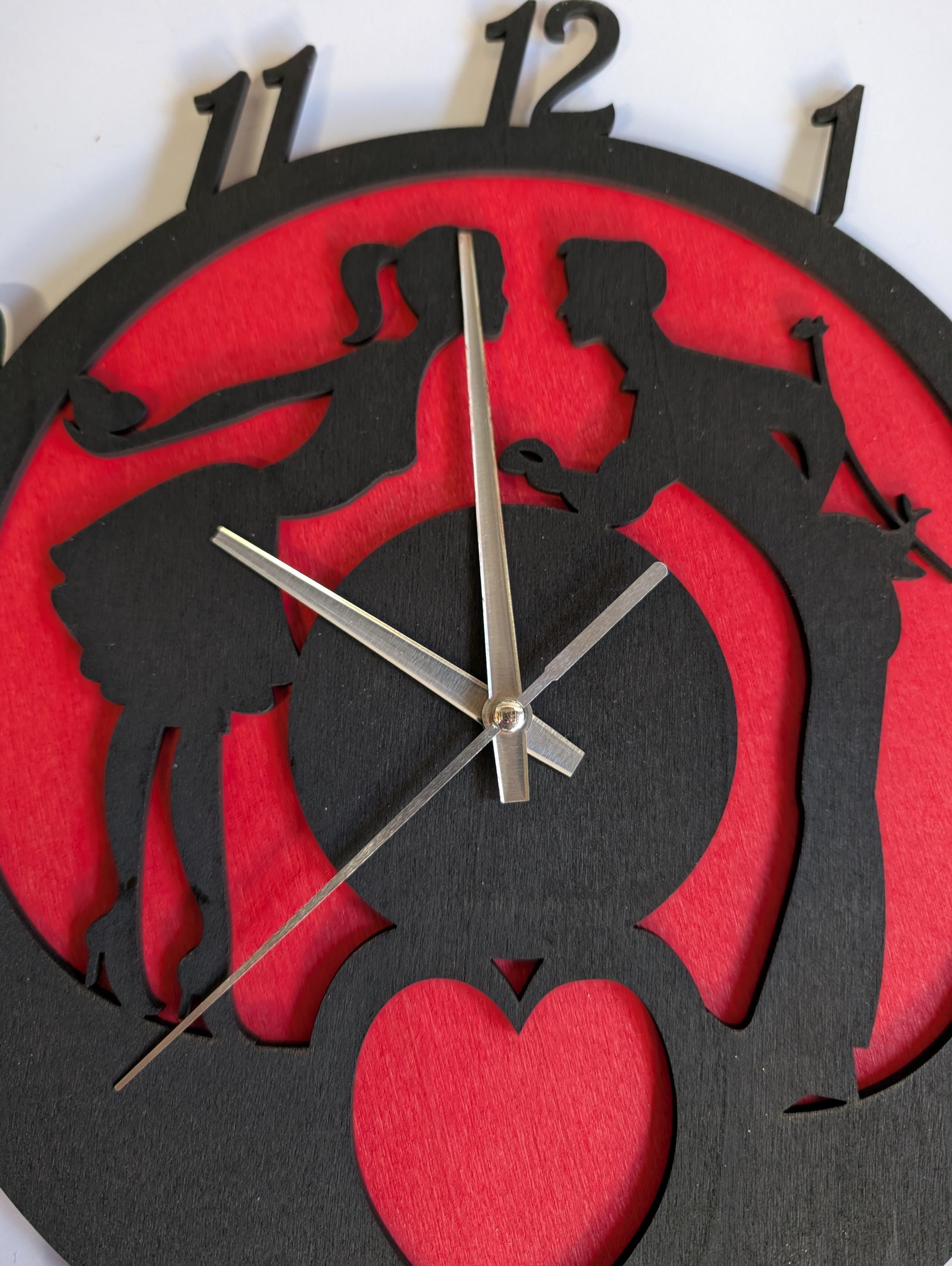 Laser Cut Heart Wall Clock – Handmade Valentine's Day Gift