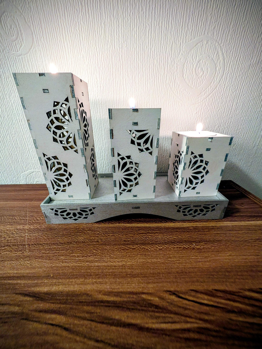 Handmade Laser Cut Tea Light Holders – Set of 3