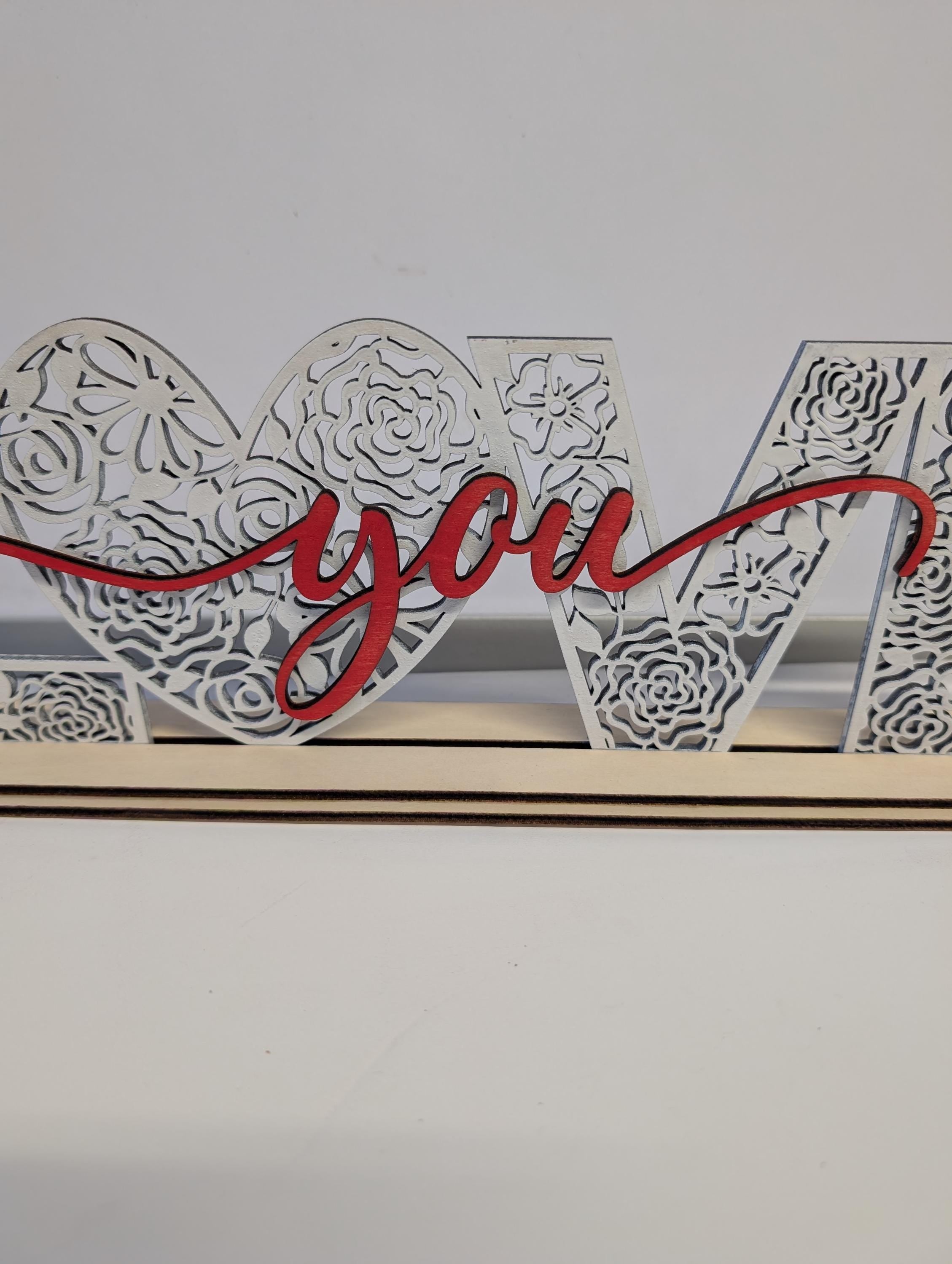 Laser Cut Love You Ornament – Handmade Wooden Anniversary Gift