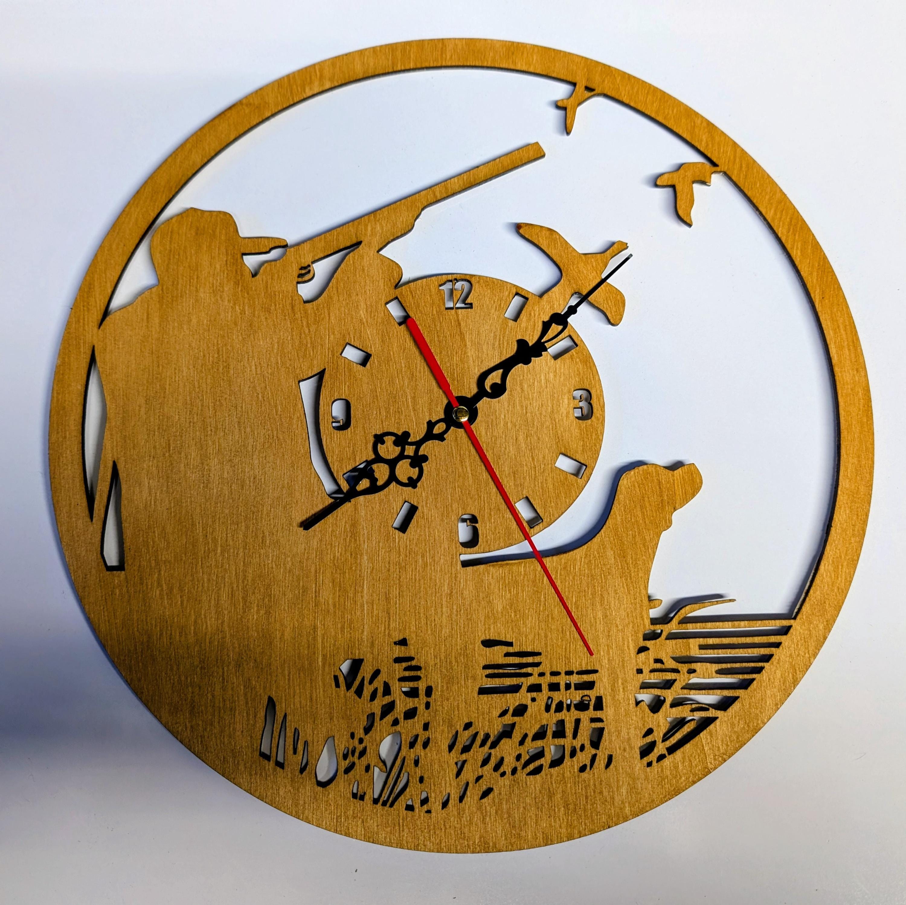 Wooden Hunting Wall Clock – Handmade & Laser Cut