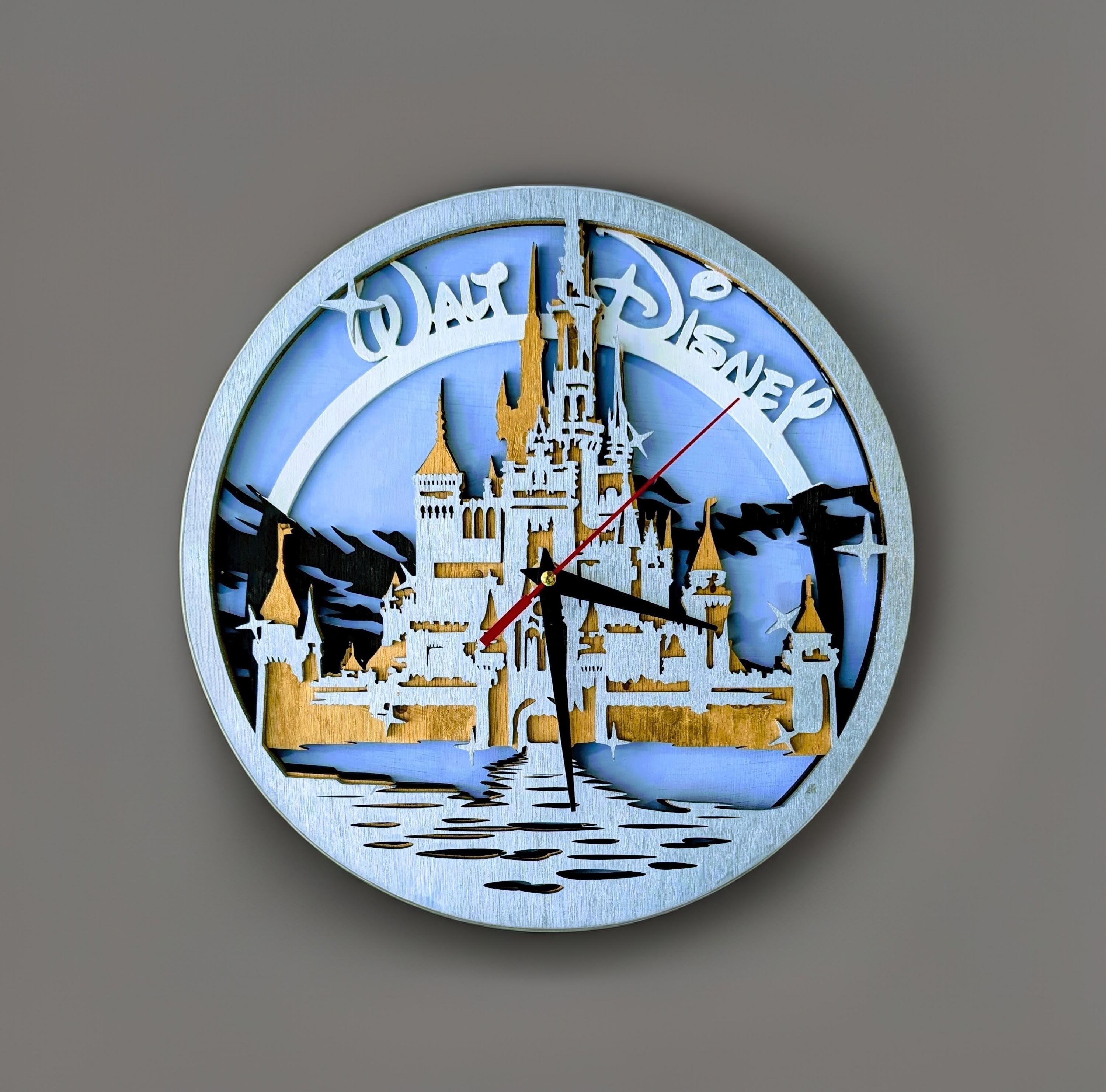 Handmade Disney-Inspired Castle Wooden Wall Clock